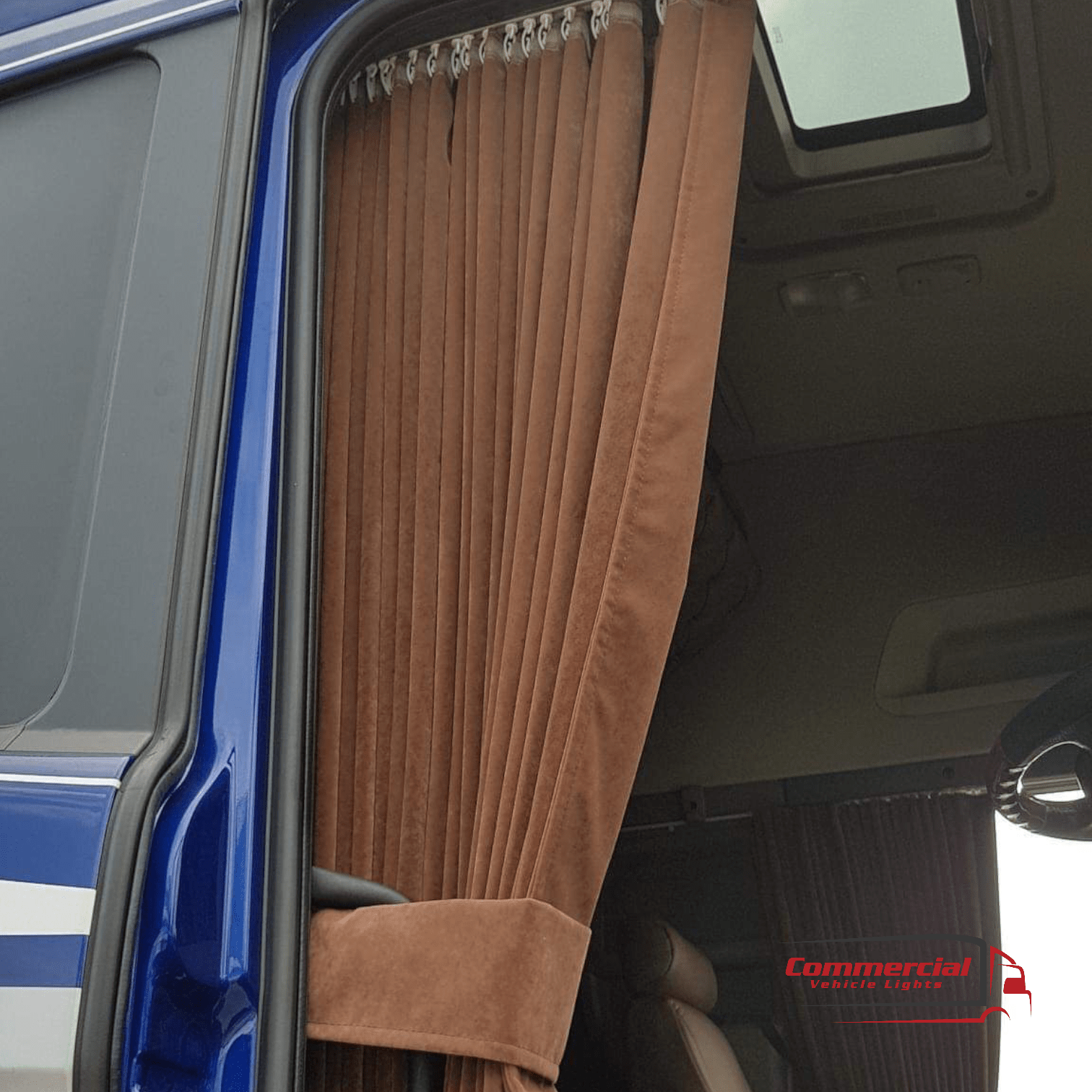 High-quality truck curtains ☆Suede look with imitation leather edge