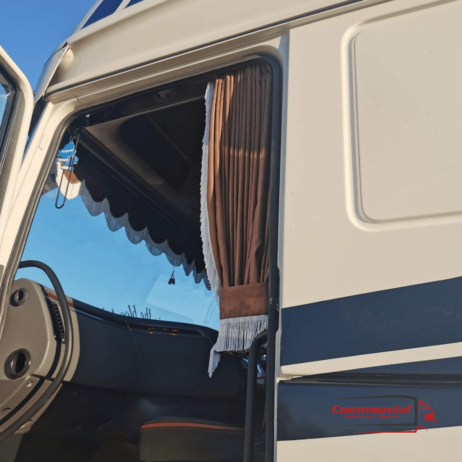 Navy Blue Truck Curtains With White Tassel Set Premium Quality 
