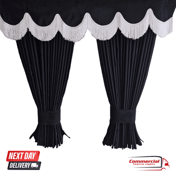Black Truck Curtains with White Tassel