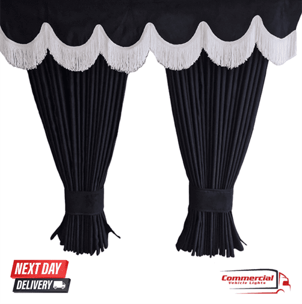 Black Truck Curtains with White Tassel