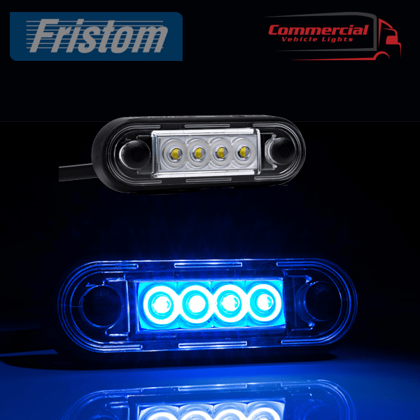 Blue LED Marker Light Flat/Curved Fit Rubber Gasket FT-073N