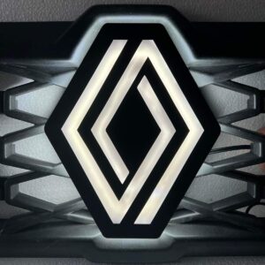 Renault T High LED Front Grille Badge (Black Front White LED)