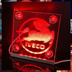IVECO LED WINDOW SIGNS 150x150mm WITH REMOTE COLOUR AND DIMMING OPTIONS 12v