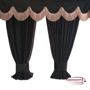 Dark Brown Truck Curtains With Cream Tassels