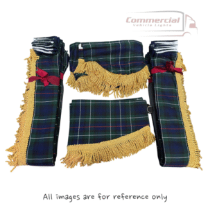 Green And Navy Tartan Truck Curtains with Gold Tassels