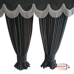 Dark Grey Truck Curtains With Grey Tassel