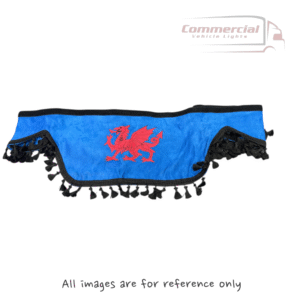 Blue Pelmet With Welsh Dragon - Red Embroidery