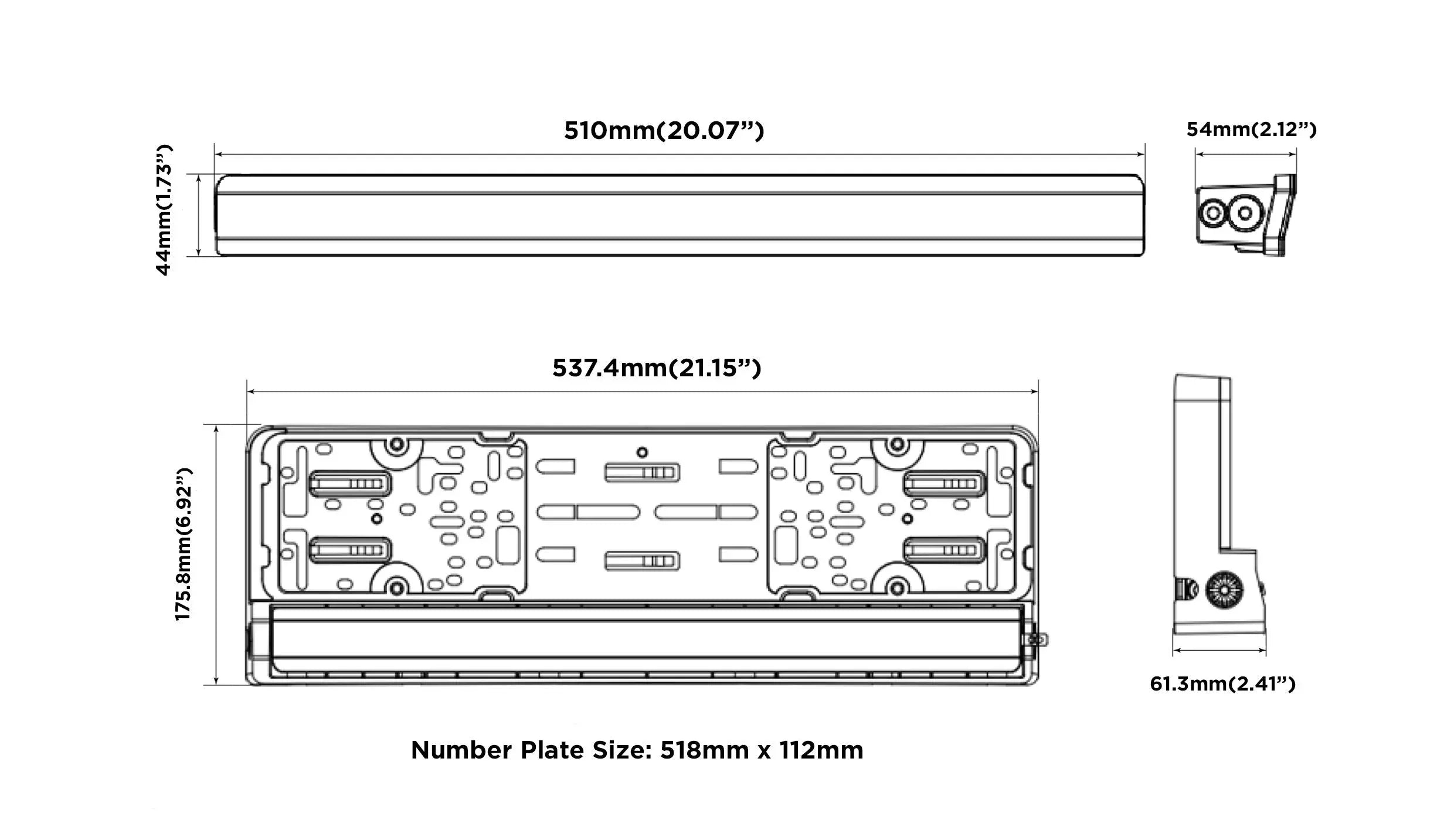 NUMBER PLATE HOLDER WITH LED LIGHTBAR AND DRL 5 1087687c4a298e7e02359a4b724cbc53