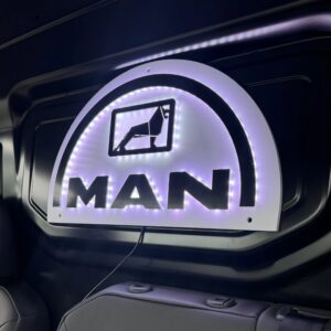 Top quality- MAN 3D Van Light Board Part number: 3DLB-MAN-60x30cm Compatible with 12V or a USB adapter can be used with 12V signs, also available in 240 Volt for your office/workshop 600 x 300 mm MAN 3D Truck Light Board Unique LED RGB Interior Custom 3D truck sign, made of 2 layers of laminated wood and plexiglass, the rear panel is white and the front letter are Black Cigarette Lighter plug is equipped with FUSE for protection or Cigarette to USB adapters are available. Very stylish and outstanding look of your van. Cable length: 300cm Strong and Bright Light Colours Available: Full RGB with Colour and Dimming Options Material: MDF and Plexiglass CE Approved Package Includes: 1 x 3D MAN Van Light Board