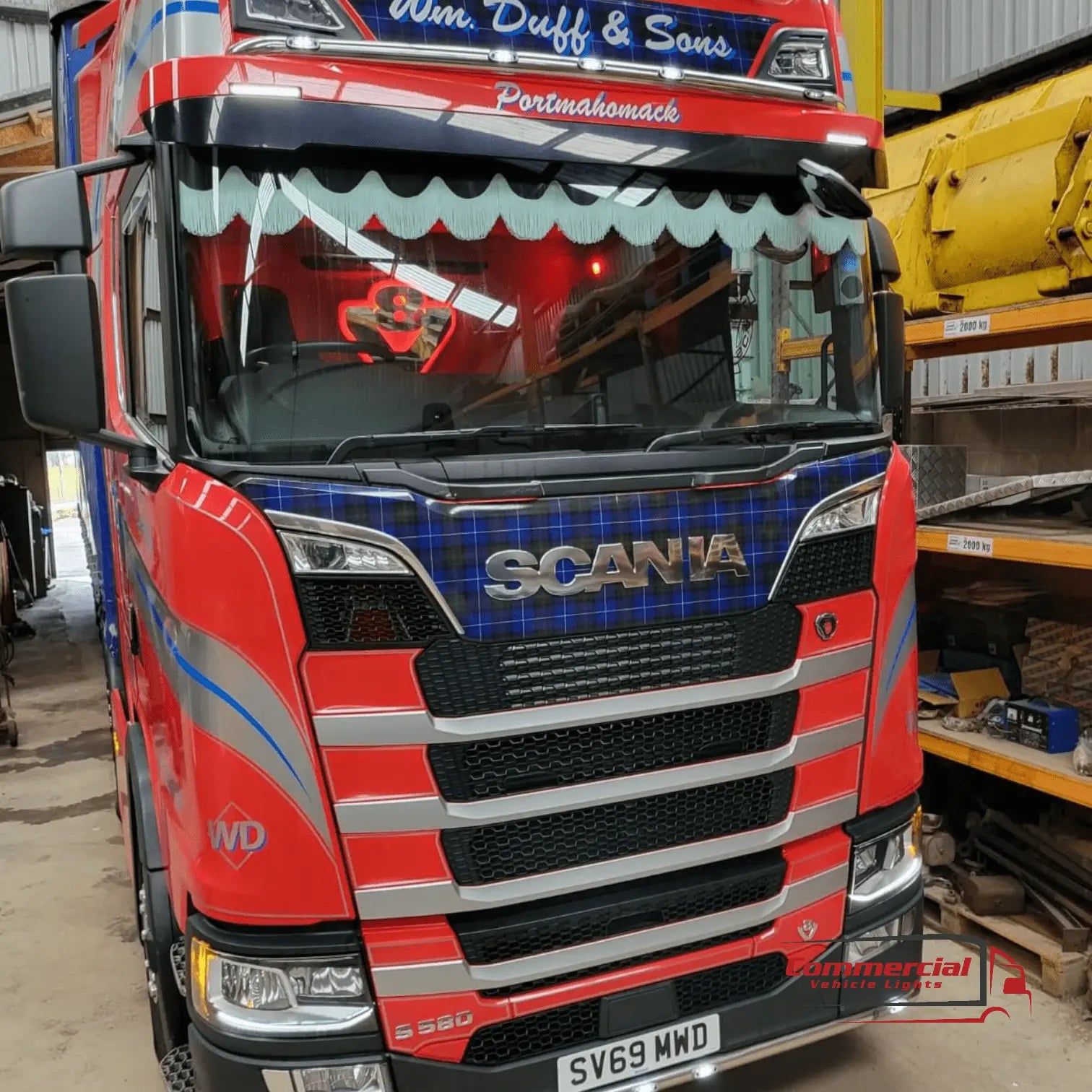 Universal truck front window pelmet red danish plush black tassels 6 9c149daf7a67868f4d34d7283b5cf03c