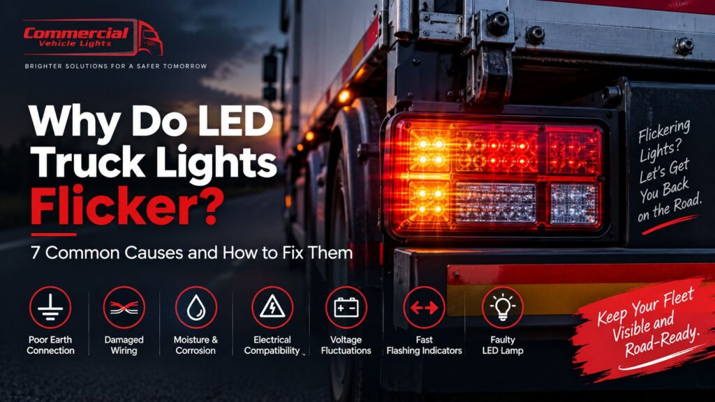 Flickering led truck lights showing common causes and fixes for commercial vehicles